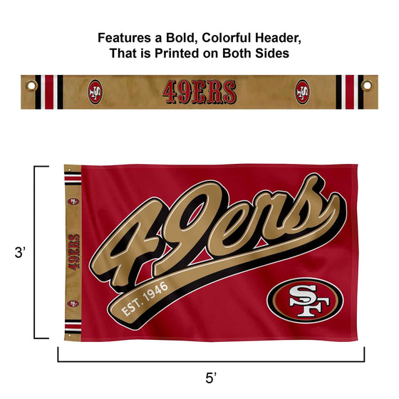 WinCraft San Francisco 49ers Script Logo Premium Flag