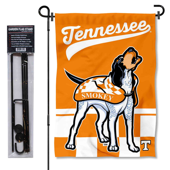 College Flags & Banners Co. Tennessee Volunteers Mascot Smokey Garden Flag with Stand Holder