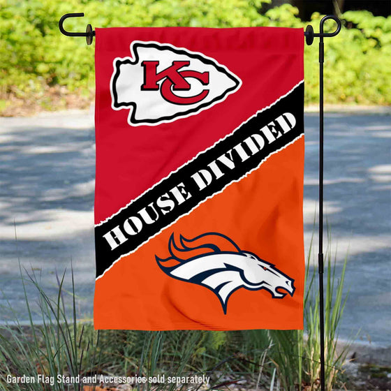 WinCraft House Divided Chiefs and Broncos Double Sided Garden Flag