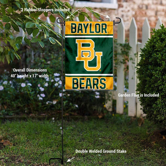 College Flags & Banners Co. Baylor Bears Garden Flag and USA Flag Stand Pole Holder Set