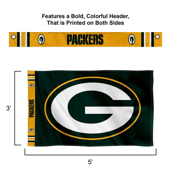 WinCraft Green Bay Packers Printed Header 3x5 Foot Banner Flag