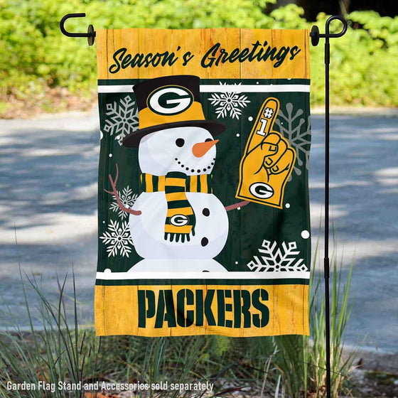 Green Bay Packers Holiday Winter Snow Garden Flag Double Sided Banner