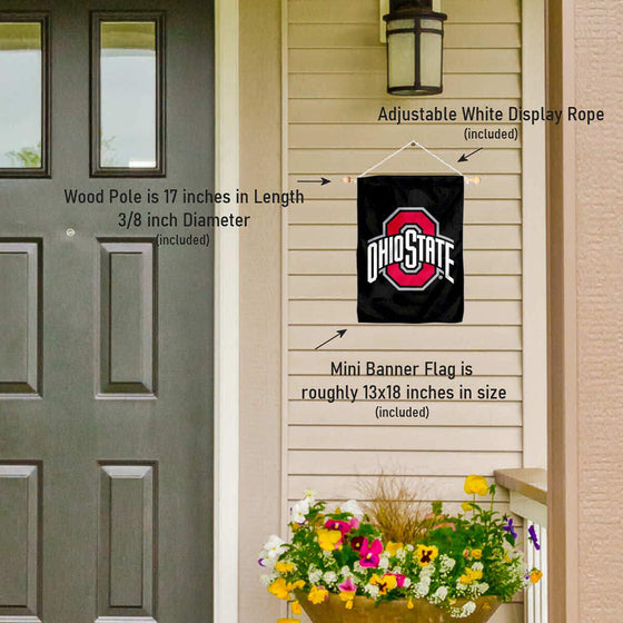 College Flags & Banners Co. Ohio State Buckeyes Black Window Wall Banner Hanging Flag with Suction Cup