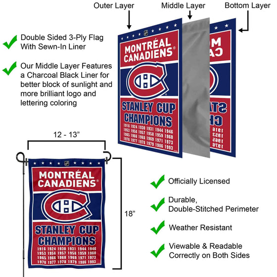 WinCraft Montreal Canadiens 24 Time Stanley Cup Champions Double Sided Garden Flag