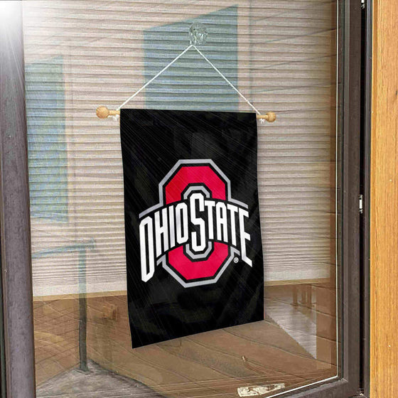 College Flags & Banners Co. Ohio State Buckeyes Black Window Wall Banner Hanging Flag with Suction Cup