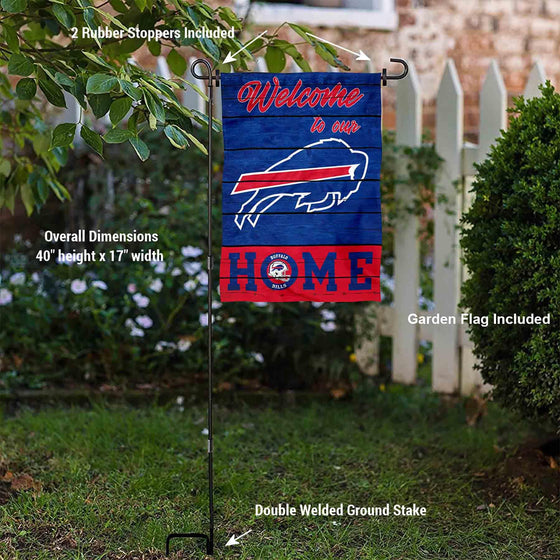 WinCraft Buffalo Bills Welcome to Our Home Garden Flag and Flagpole Mount