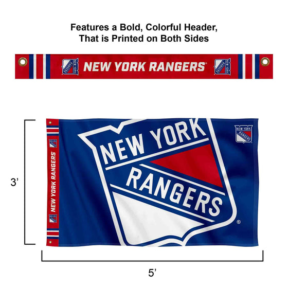 WinCraft New York Rangers Printed Header 3x5 Premium Banner Flag