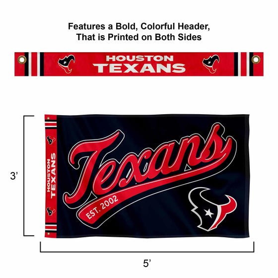 WinCraft Houston Texans Script Logo Premium Flag