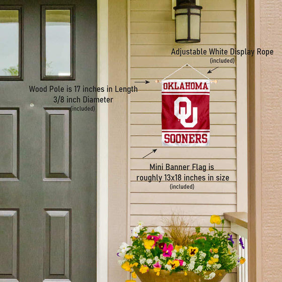 College Flags & Banners Co. Oklahoma Sooners Window Wall Banner Hanging Flag with Suction Cup