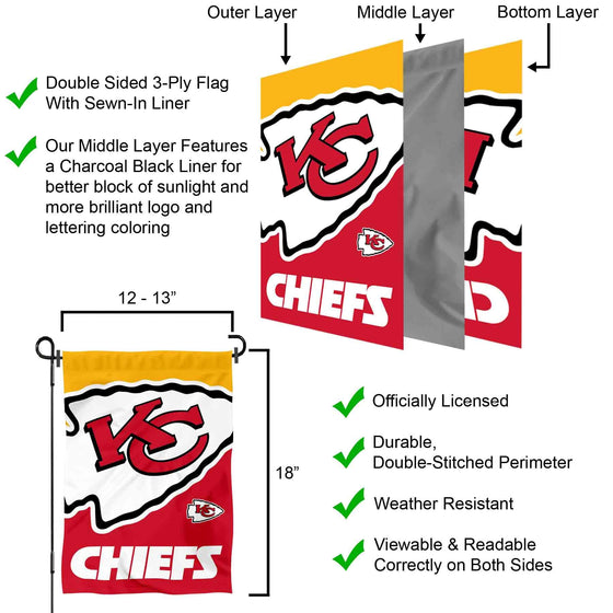 WinCraft Kansas City Chiefs Large Logo Double Sided Garden Banner Flag