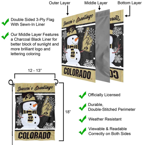 Colorado Buffaloes Holiday Winter Snow Garden Banner Flag