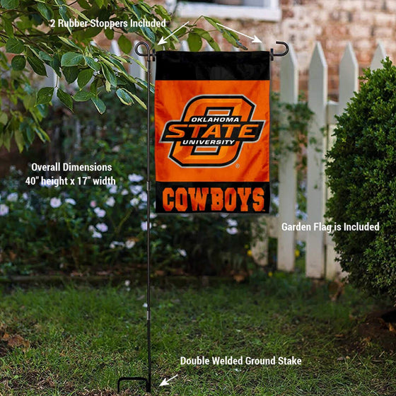 College Flags & Banners Co. Oklahoma State Cowboys Garden and USA Flag Stand Pole Holder Set