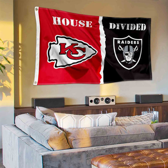 WinCraft Chiefs and Raiders House Divided Flag Rivalry Banner