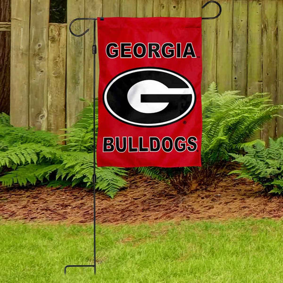 Georgia Bulldogs Dual Logo Garden Banner Flag with Stand Pole Holder