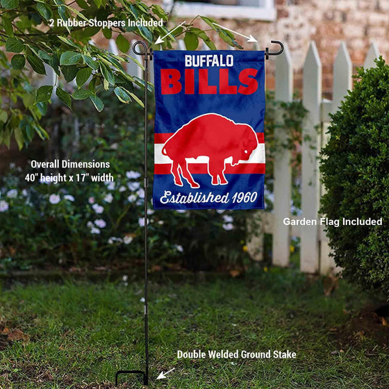 WinCraft Buffalo Bills Throwback Retro Vintage Garden Flag and Flagpole Mount