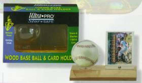 Wood Baseball & Card Holder - Light Wood - Special Order