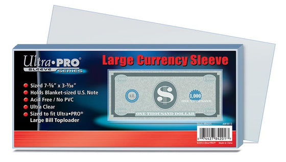 Ultra Pro Large Currency Sleeve - (100 per pack)