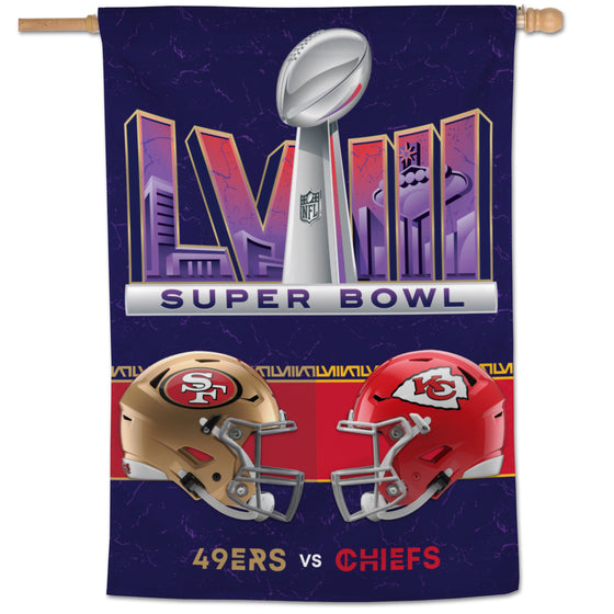 Super Bowl 58 LVIII San Francisco 49ers v Kansas City Chiefs 28"x40" One-Sided Banner Flag - 757 Sports Collectibles