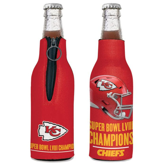 Kansas City Chiefs 2024 Super Bowl LVIII Champions 12 oz Bottle Cooler - 757 Sports Collectibles