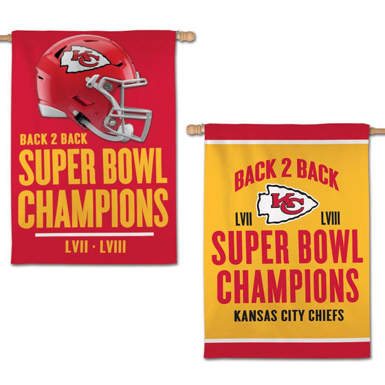 Kansas City Chiefs 2024 Super Bowl LVIII Champions 28"x40" Vertical Flag 2-Sided - 757 Sports Collectibles