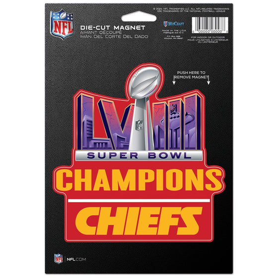 Kansas City Chiefs 2024 Super Bowl LVIII Champions 6.25"x9" Die-Cut Magnet - 757 Sports Collectibles