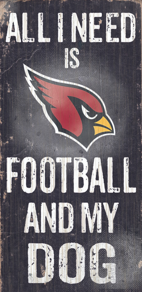 Arizona Cardinals Wood Sign - Football and Dog 6"x12"