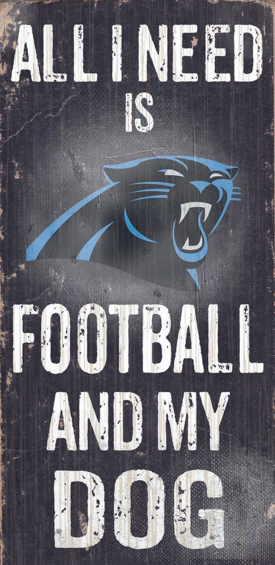 Carolina Panthers Wood Sign - Football and Dog 6"x12"