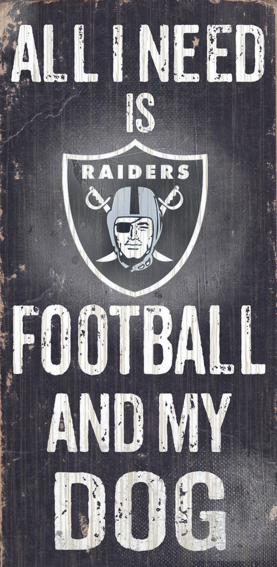 Las Vegas Raiders Wood Sign - Football and Dog 6"x12"