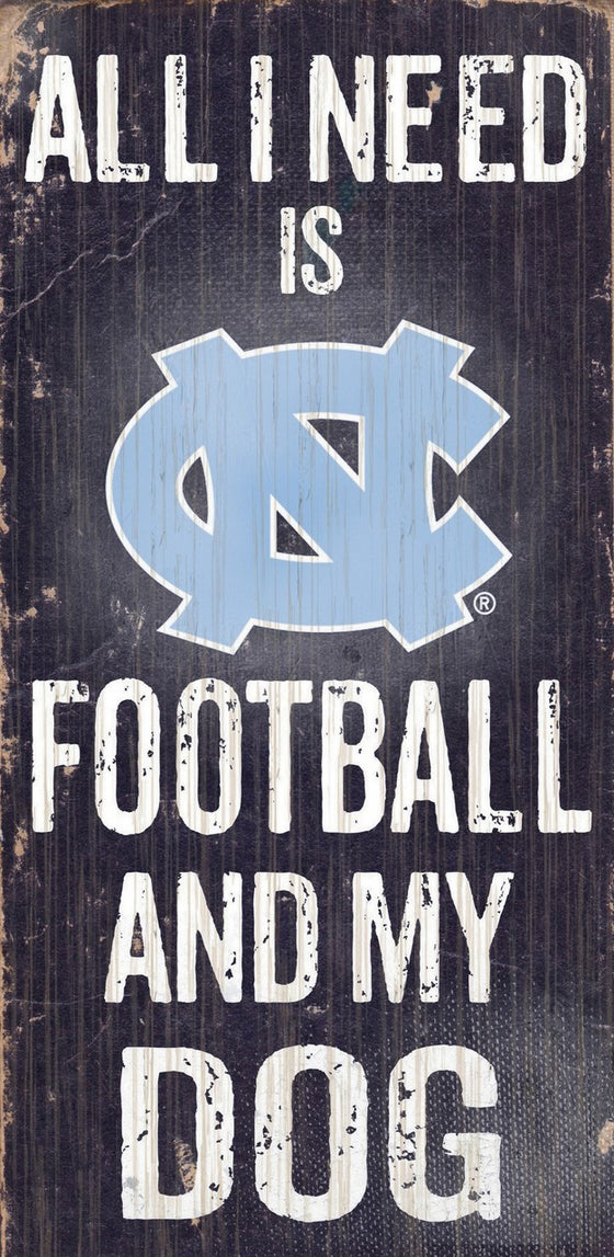 North Carolina Tar Heels Wood Sign - Football and Dog 6"x12" - Special Order