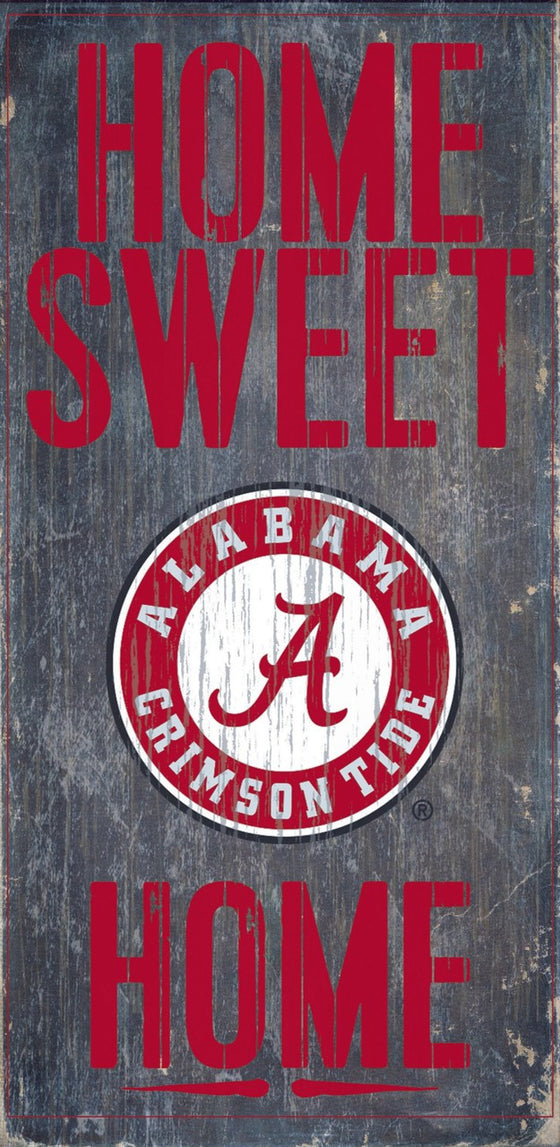 Alabama Crimson Tide Wood Sign - Home Sweet Home 6"x12"