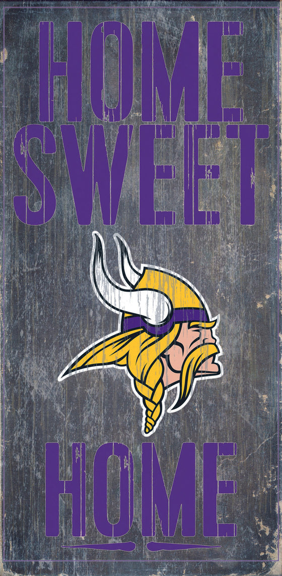 Minnesota Vikings Wood Sign - Home Sweet Home 6"x12"