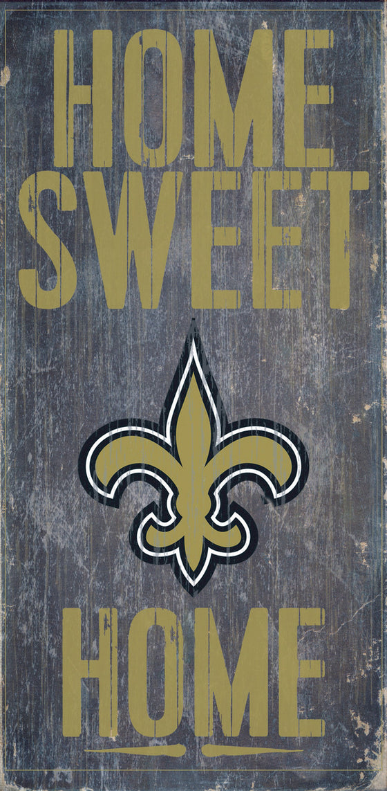 New Orleans Saints Wood Sign - Home Sweet Home 6"x12"