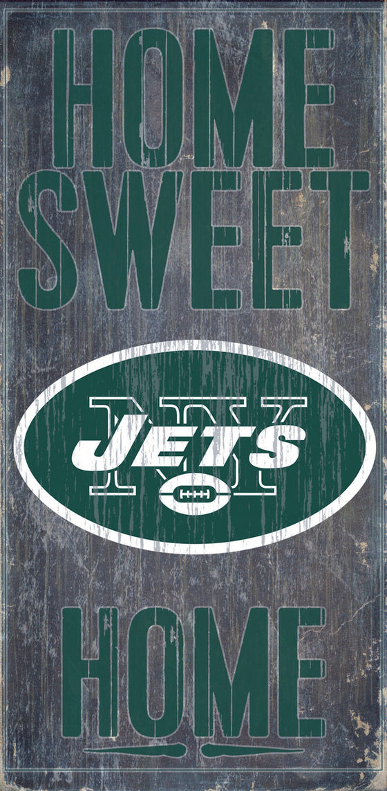 New York Jets Wood Sign - Home Sweet Home 6"x12"