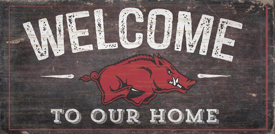 Arkansas Razorbacks Sign Wood 6x12 Welcome To Our Home Design - Special Order