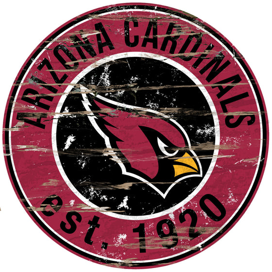 Arizona Cardinals Wood Sign - 24" Round - Special Order