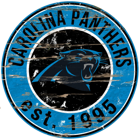 Carolina Panthers Wood Sign - 24" Round - Special Order