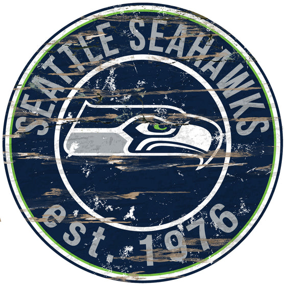 Seattle Seahawks Wood Sign - 24" Round - Special Order