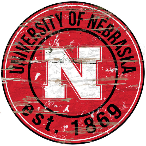 Nebraska Cornhuskers Wood Sign - 24" Round (CDG)