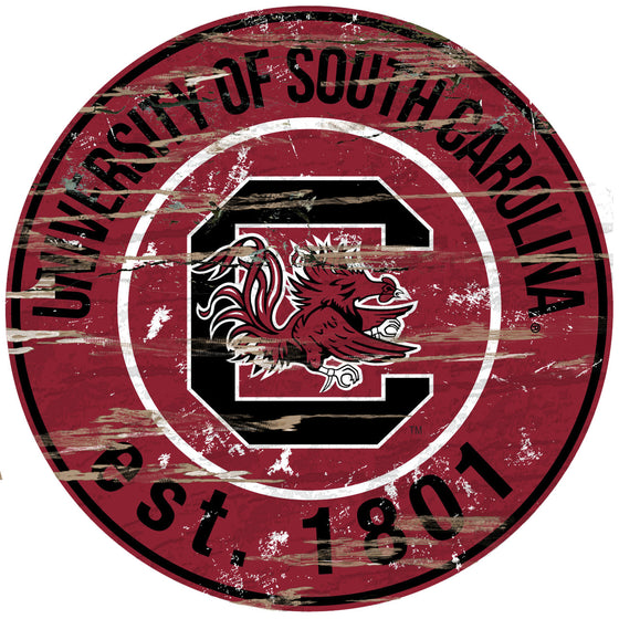 South Carolina Gamecocks Wood Sign - 24" Round - Special Order