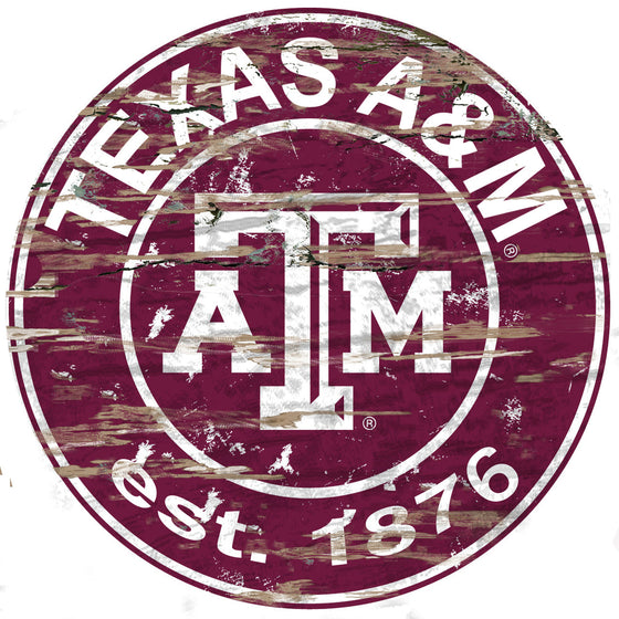 Texas A&M Aggies Wood Sign - 24" Round - Special Order