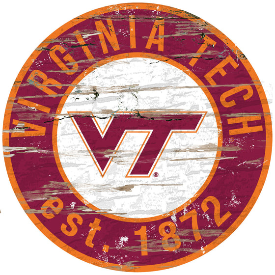 Virginia Tech Hokies Wood Sign - 24" Round - Special Order