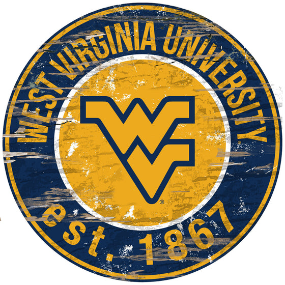 West Virginia Mountaineers Wood Sign - 24" Round - Special Order