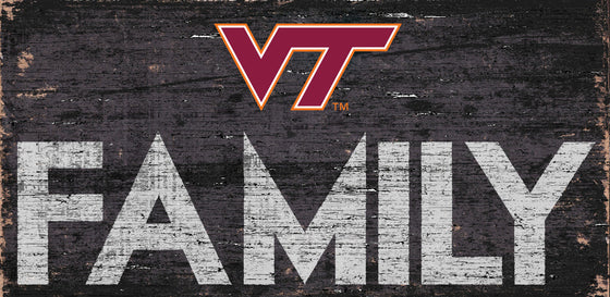 Virginia Tech Hokies Sign Wood 12x6 Family Design - Special Order