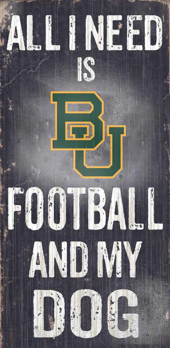 Baylor Bears Wood Sign - Football and Dog 6x12 - Special Order