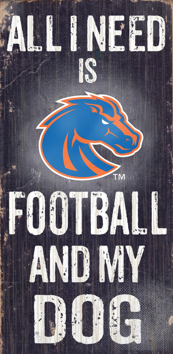 Boise State Broncos Wood Sign - Football and Dog 6x12 - Special Order