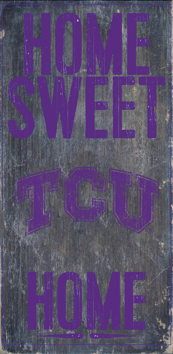 TCU Horned Frogs Sign Wood 6x12 Home Sweet Home Design - Special Order