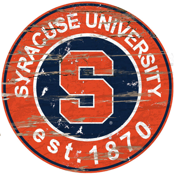 Syracuse Orange Wood Sign - 24" Round - Special Order