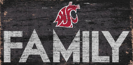 Washington State Cougars Sign Wood 12x6 Family Design - Special Order