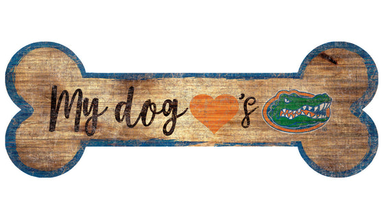 Florida Gators Sign Wood 6x12 Dog Bone Shape