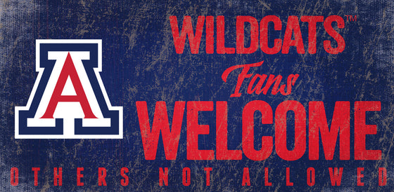 Arizona Wildcats Wood Sign Fans Welcome 12x6 - Special Order